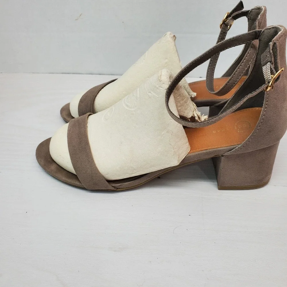 Est 1946 Women's Brown Block Heel Ankle Strap‎ Suede Sandals Dress Shoes 8.5